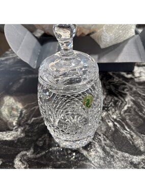 Vintage Waterford Crystal Pineapple Biscuit Barrel w/ Lid Ireland 8.25" Tall